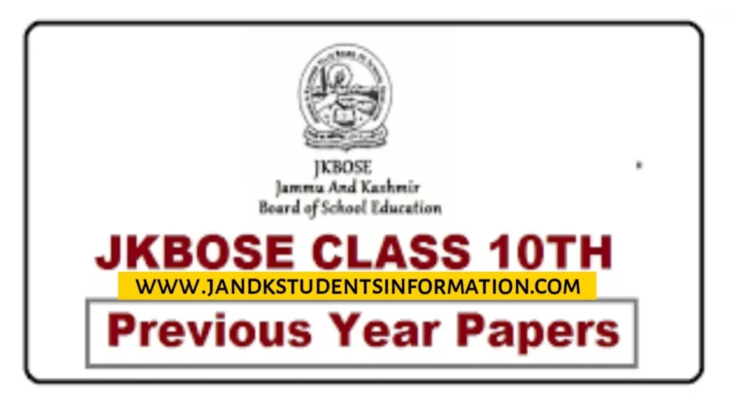 JKBOSE 10th Hindi Previous Year Papers (Last 3 Years)